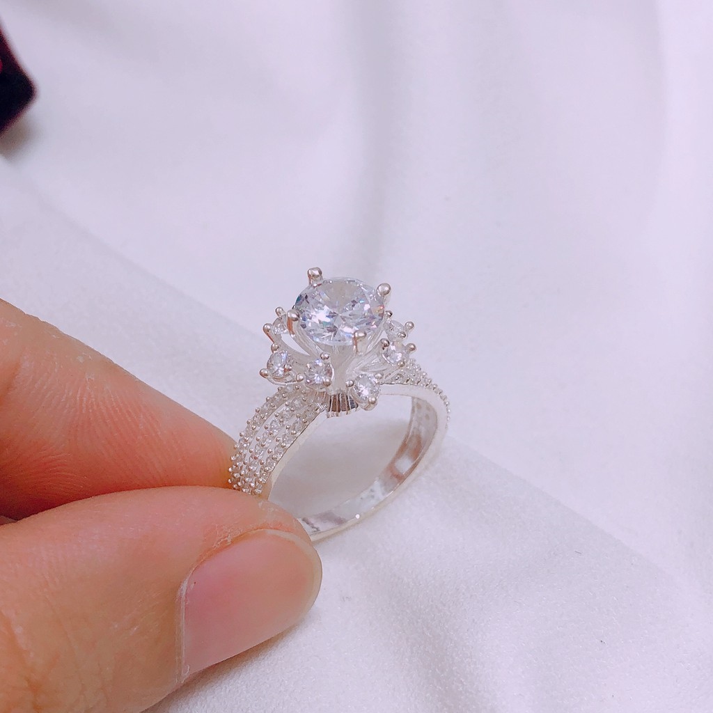 ☃❂ Nhẫn nữ bạc ta gắn đá cao sang chảnh - Nhẫn bạc Bibi mẫu mới đẹp