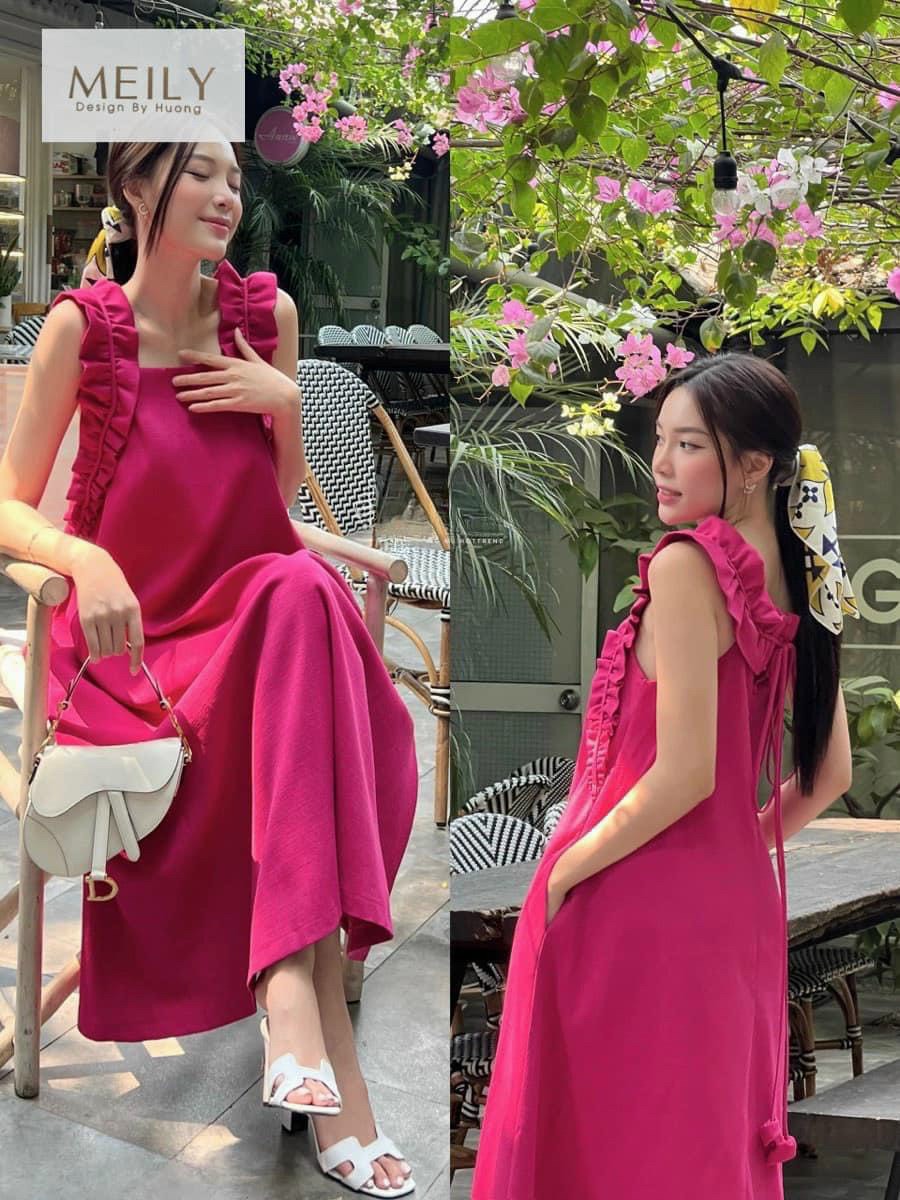 Váy bầu thời trang thiết kế M145 chất lụa hàn freesize từ 45 đến 70kg
