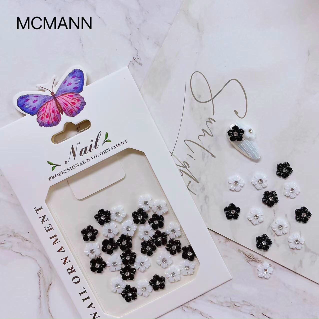 Charm Hoa Đá Trắng ,Đen ,Phụ Kiện Trang Trí Móng - Mini Nails