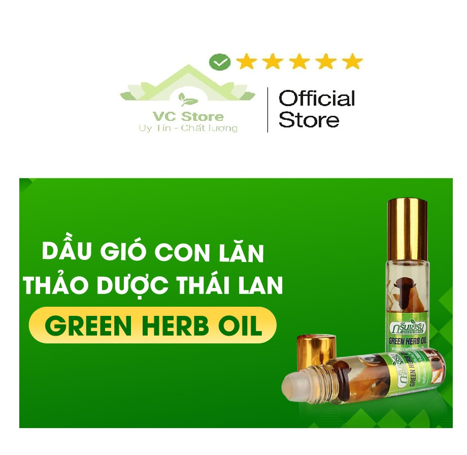 Dầu Gió Lăn Thảo Dược Thái Lan Green Herb - Mẫu mới