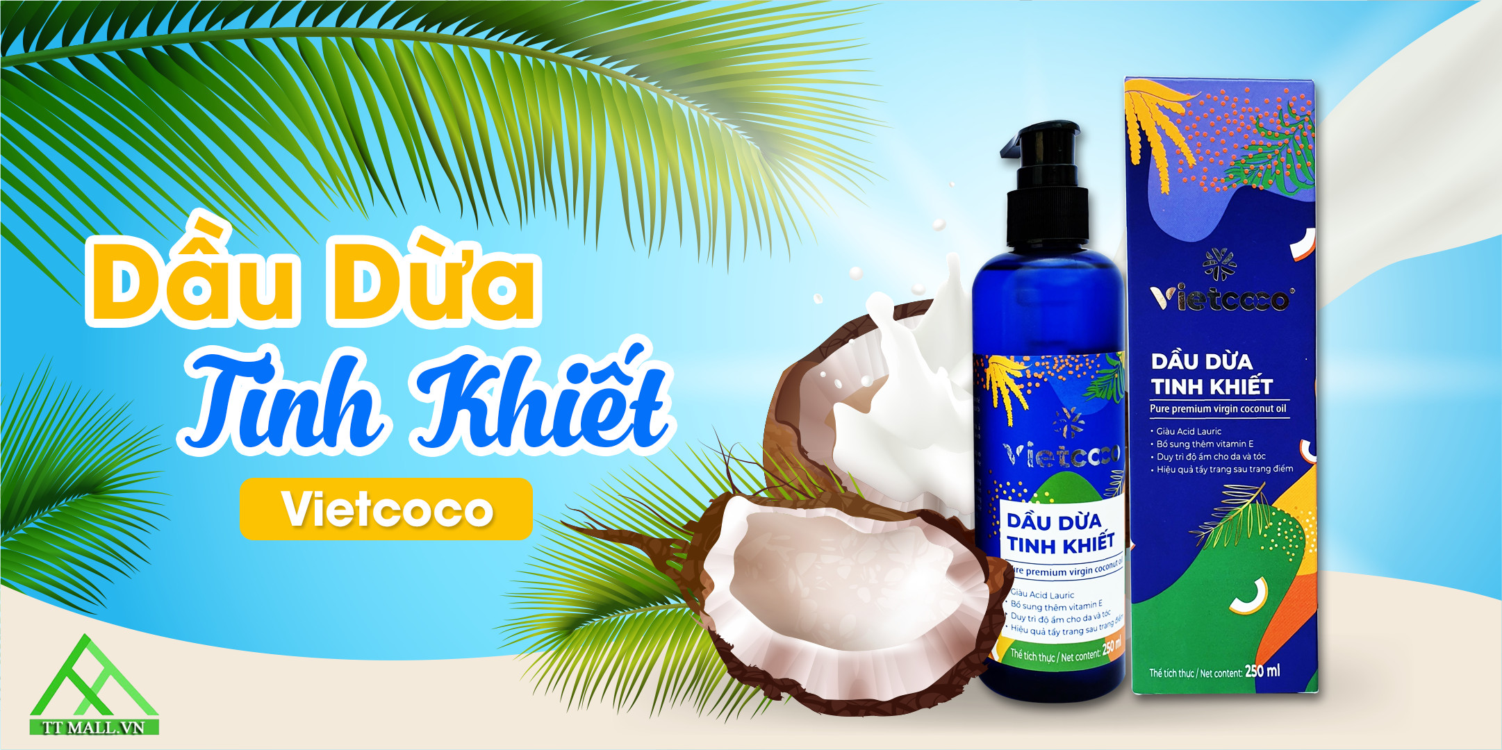 Dầu Dừa Tinh Khiết Vietcoco 50ml - Dùng Dưỡng Tóc Dưỡng Da
