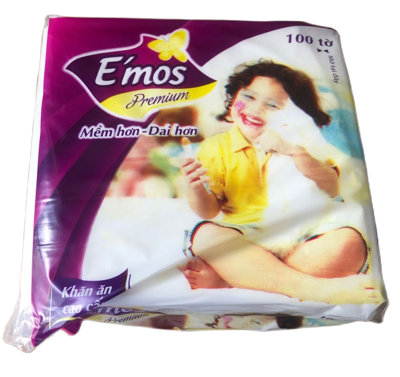 Khăn giấy vuông tím mềm mại 100 tờ