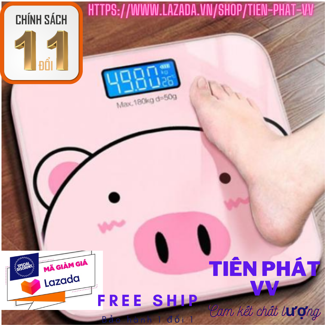 Cân sức khỏe, cân điện tử hình heo con dễ thương tải trọng tối đa 180kG