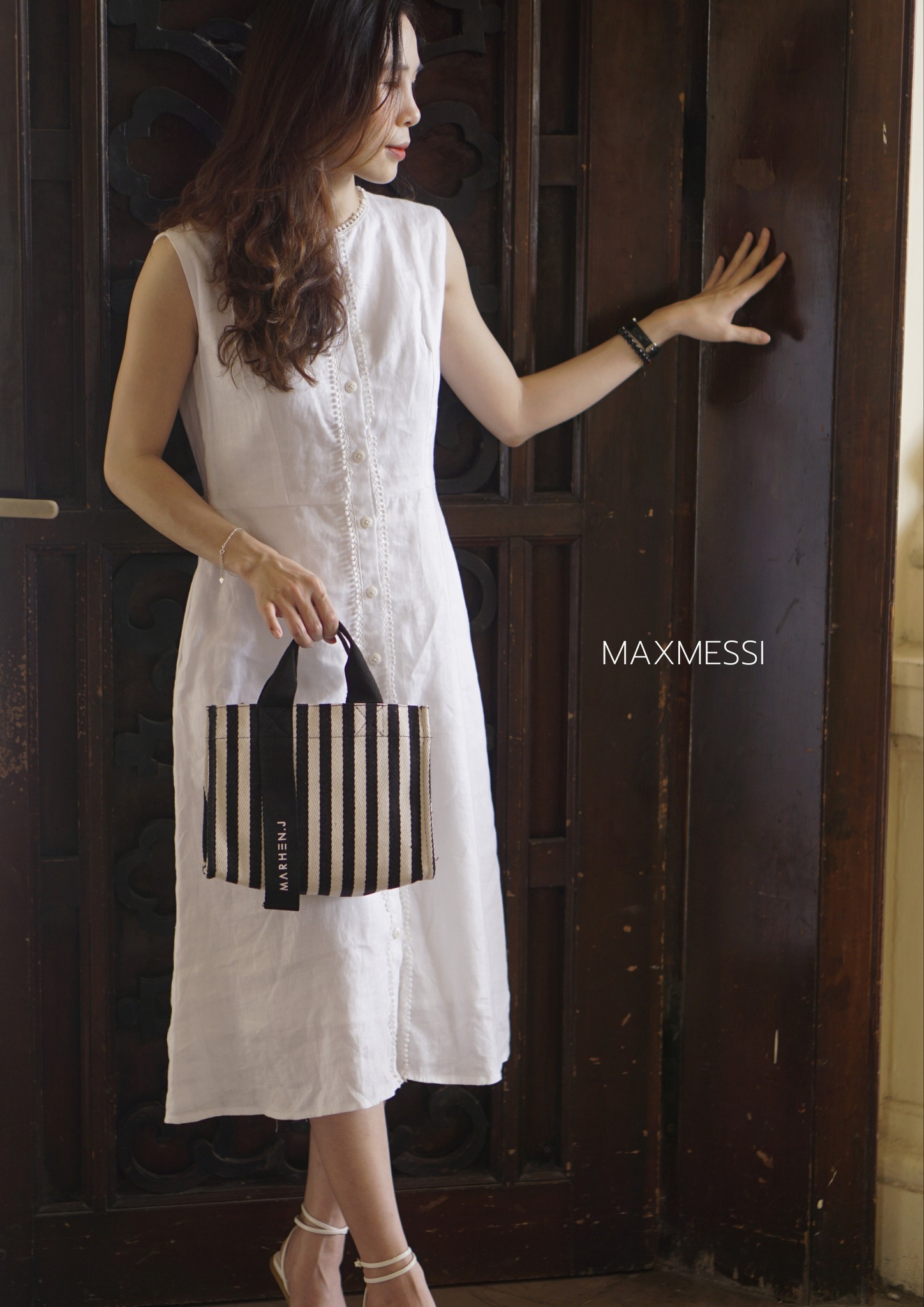 Đầm linen phối ren-XAVIA MaxMessi