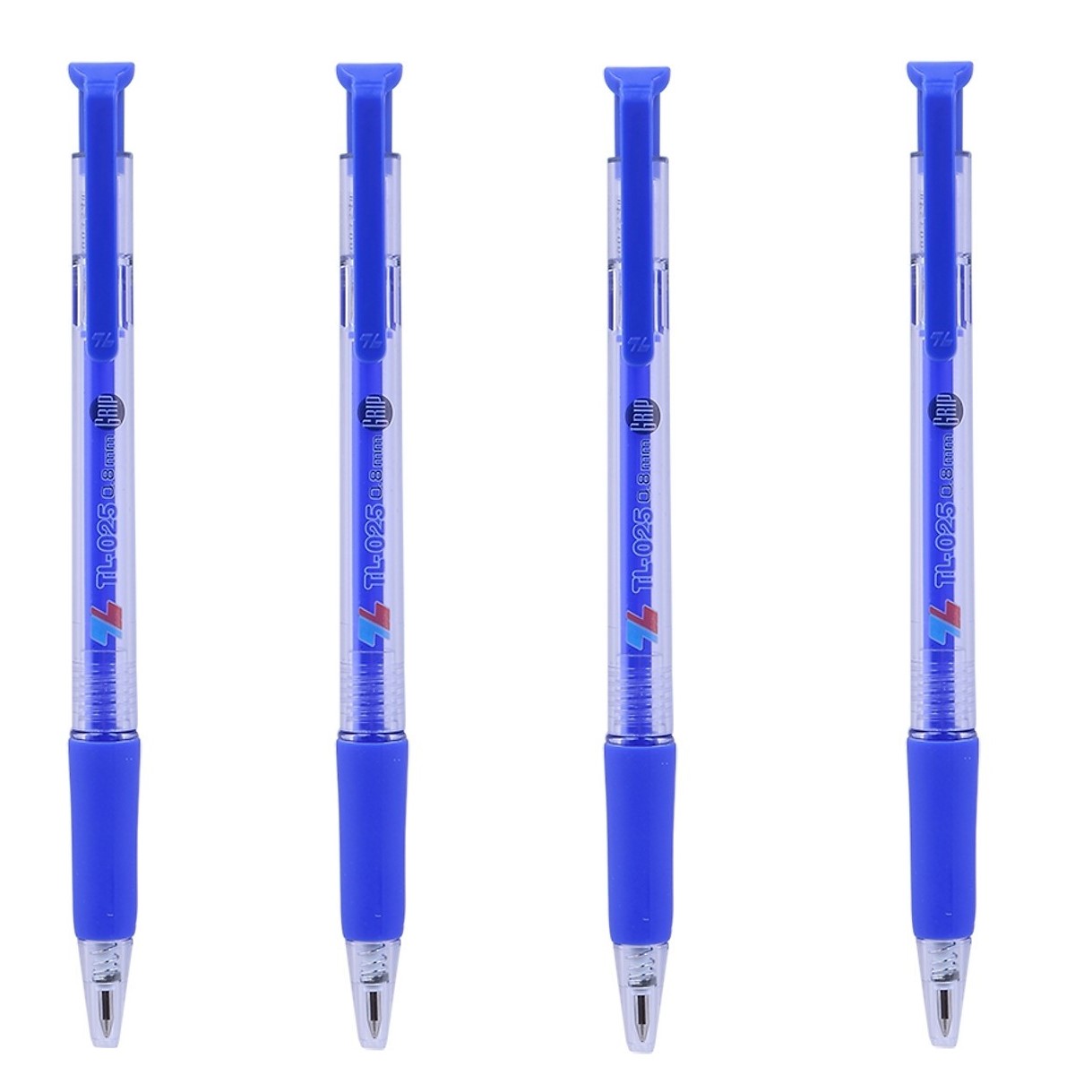 Bộ 4 Bút Bi Thiên Long TL-025 Grip - Màu Xanh - Mực Xanh