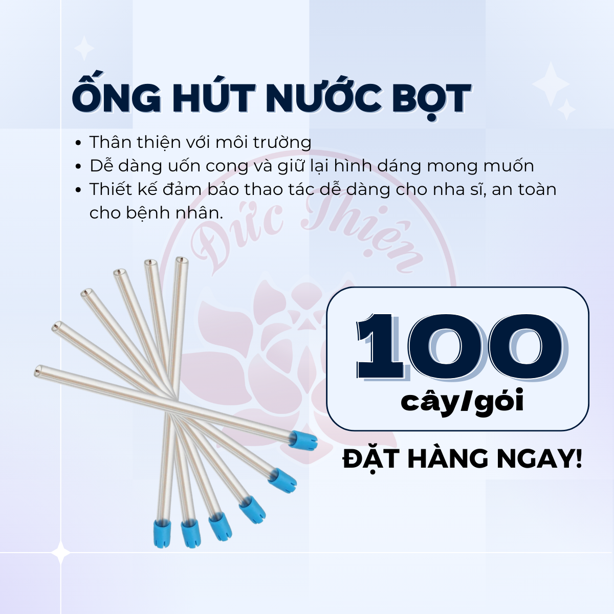 Ống hút nước bọt đục trong nha khoa Việt Nam (Túi 100 cái) - Vật tư nha khoa chính hãng