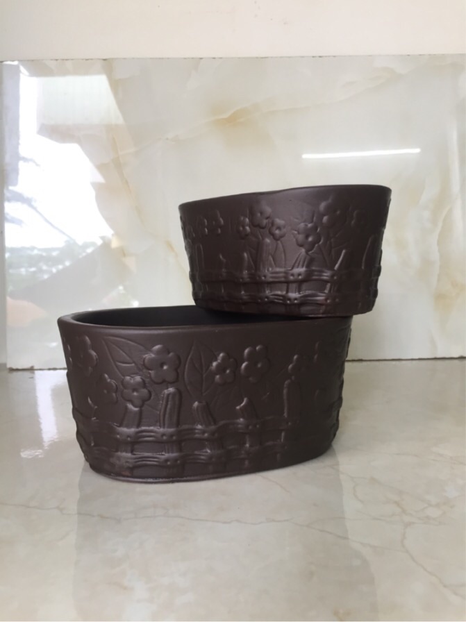 Bộ 2 chậu đất nung bonsai cao cấp.
