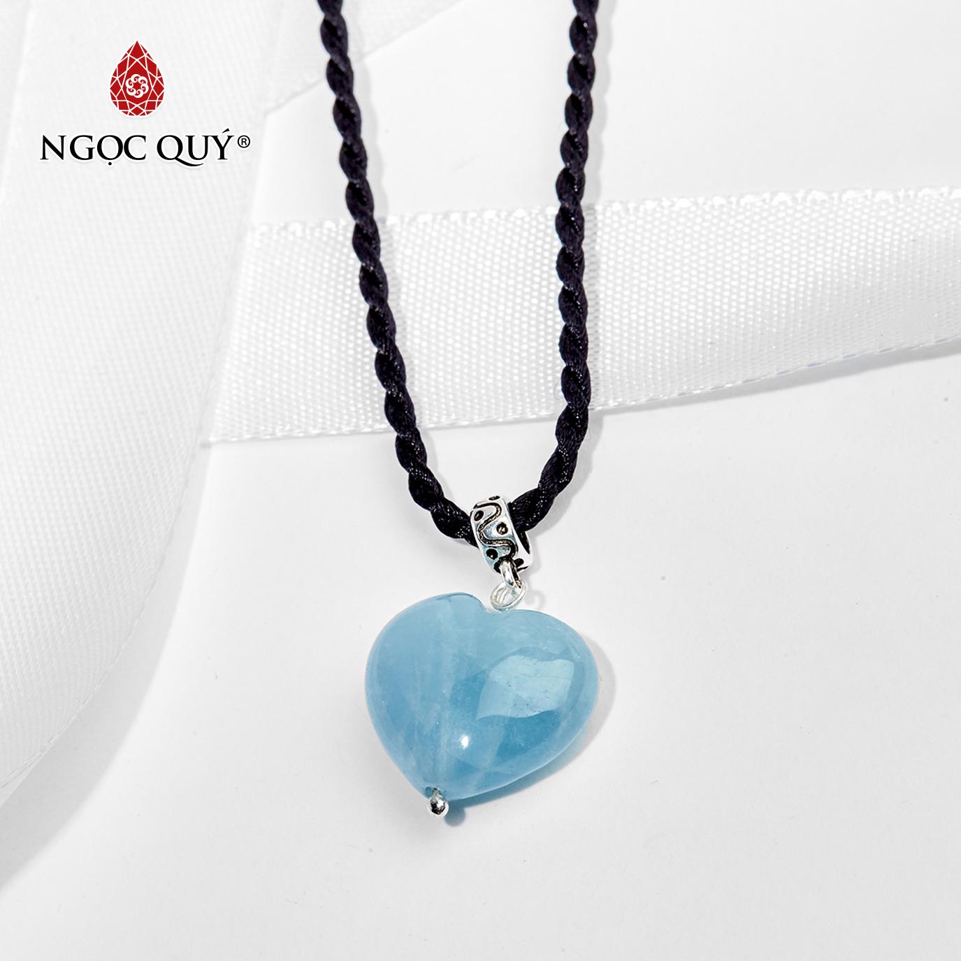 [HCM]Mặt dây chuyền đá aquamarine trái tim mệnh thủymộc (màu xanh biển) - Ngọc Quý Gemstones