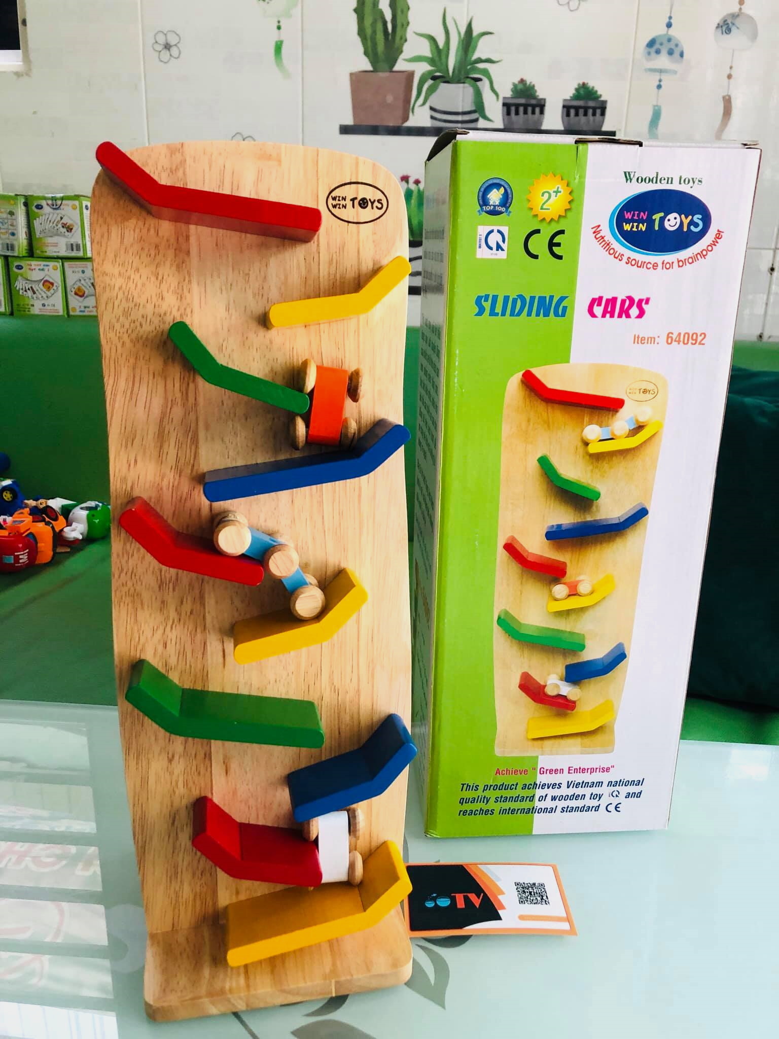 [HCM]Bộ đồ chơi xe trượt Ziczac bằng gỗ cho bé | Đồ chơi gỗ Việt Nam | Vách xe rượt đuổi với mô hình xe ô tô mini đuổi bắt trên vách gỗ