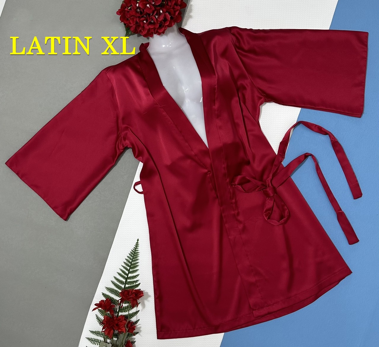 Áo Choàng Ngủ Cột Dây Gợi Cảm, Vải Phi Lụa Mềm Mại Freesize Dưới 62Kg - Áo Choàng Ngủ Cột Dây Gợi Cảm Vải Latin Xịn Dày Dặn Mềm Mại Size XL : 60-70Kg