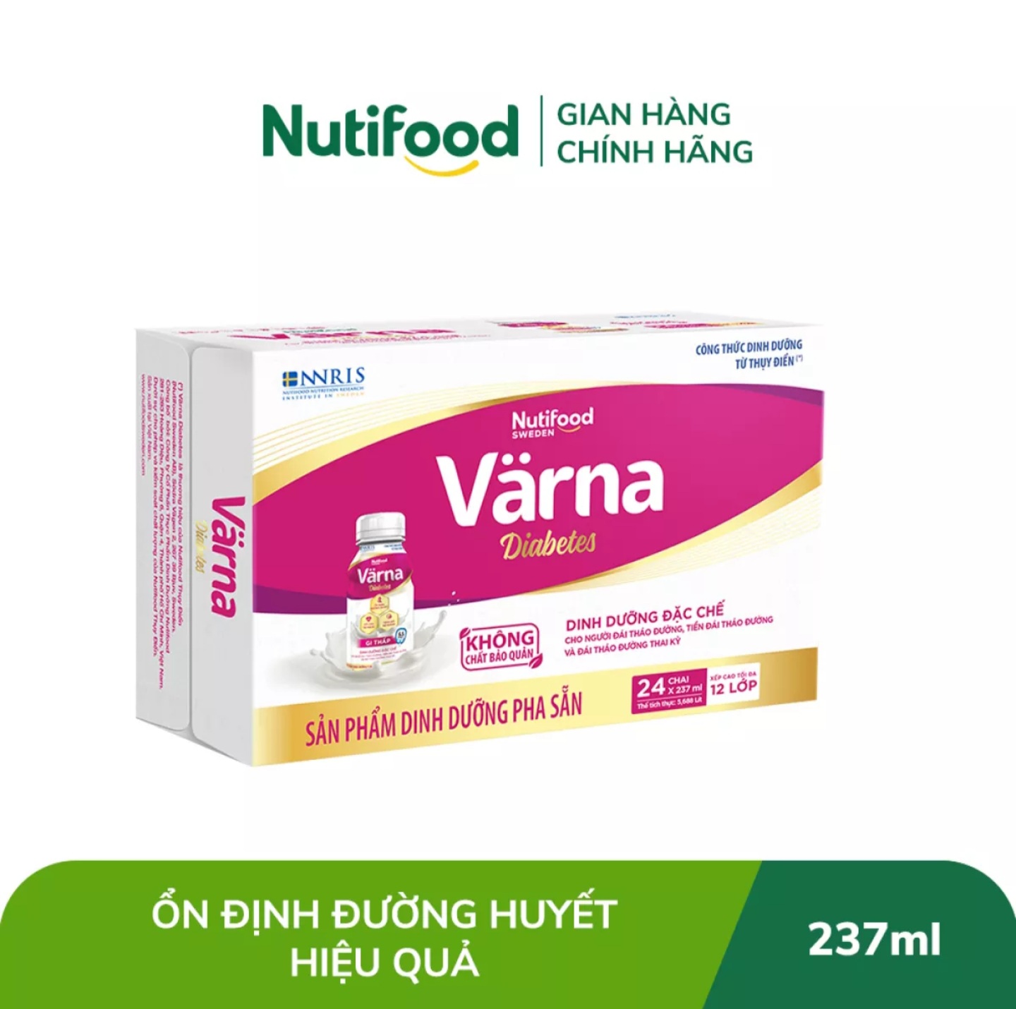 (HSD T2-2025) Lốc 6 Chai Sữa Pha Sẵn Nutifood Varna Diabetes 237ml.