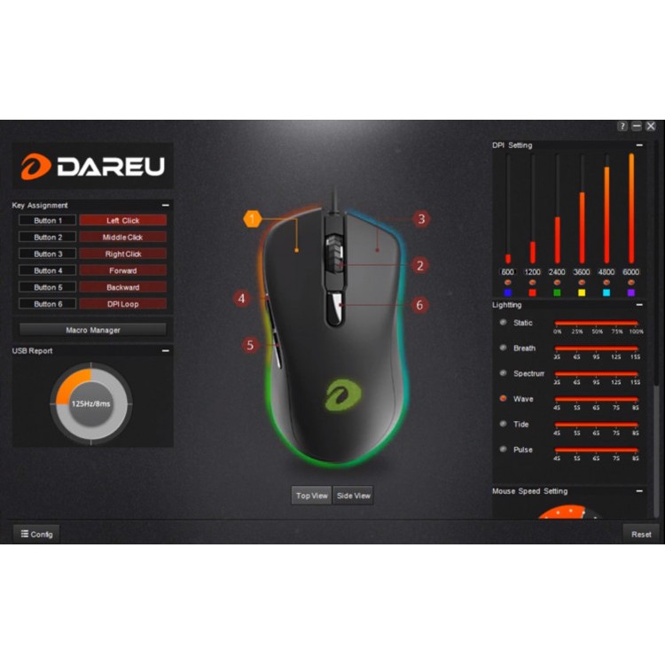 Chuột Gaming DAREU EM908 (LED RGB, BRAVO sensor) - Hàng  BH 2 Năm