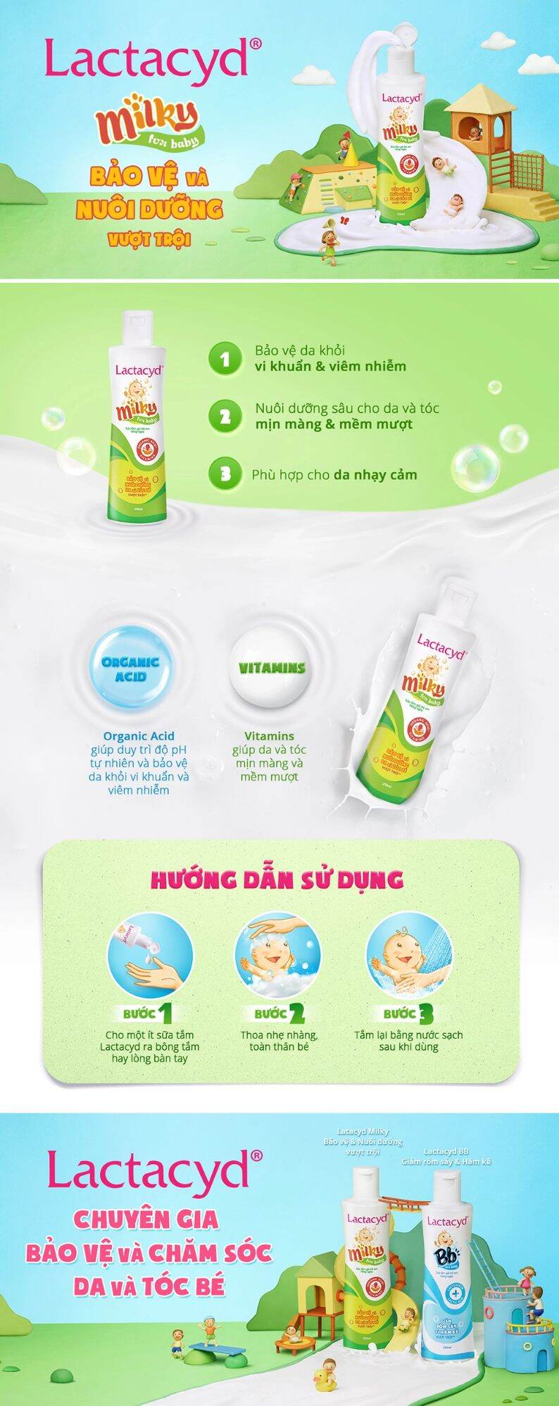 Sữa tắm cho bé Lactacyd Milky Baby 250ml