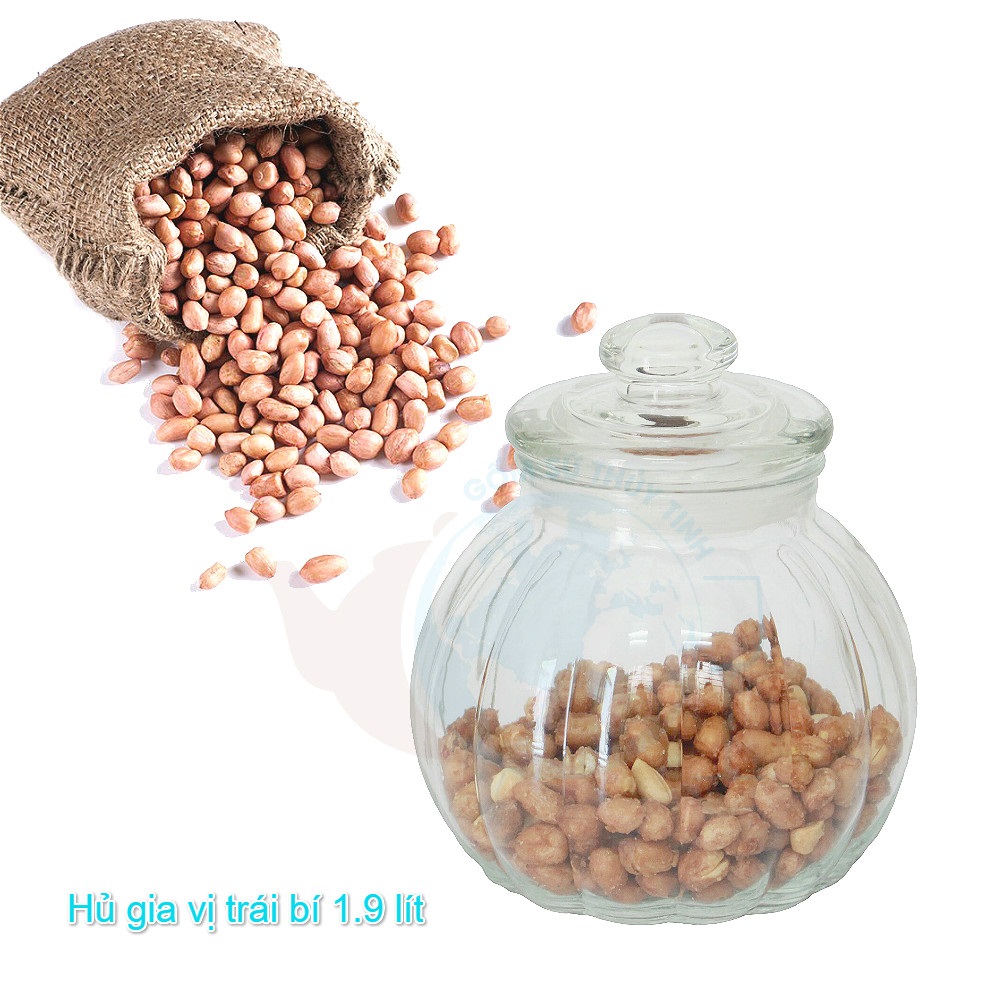 HŨ THỦY TINH HÌNH 1900 LÍT-1.9 LÍT TRÁI BÍ ĐỰNG BÁNH KẸO  GIA VỊ  MUỐI DƯA CÀ CÓ RON CAO SU ĐẬY KÍN