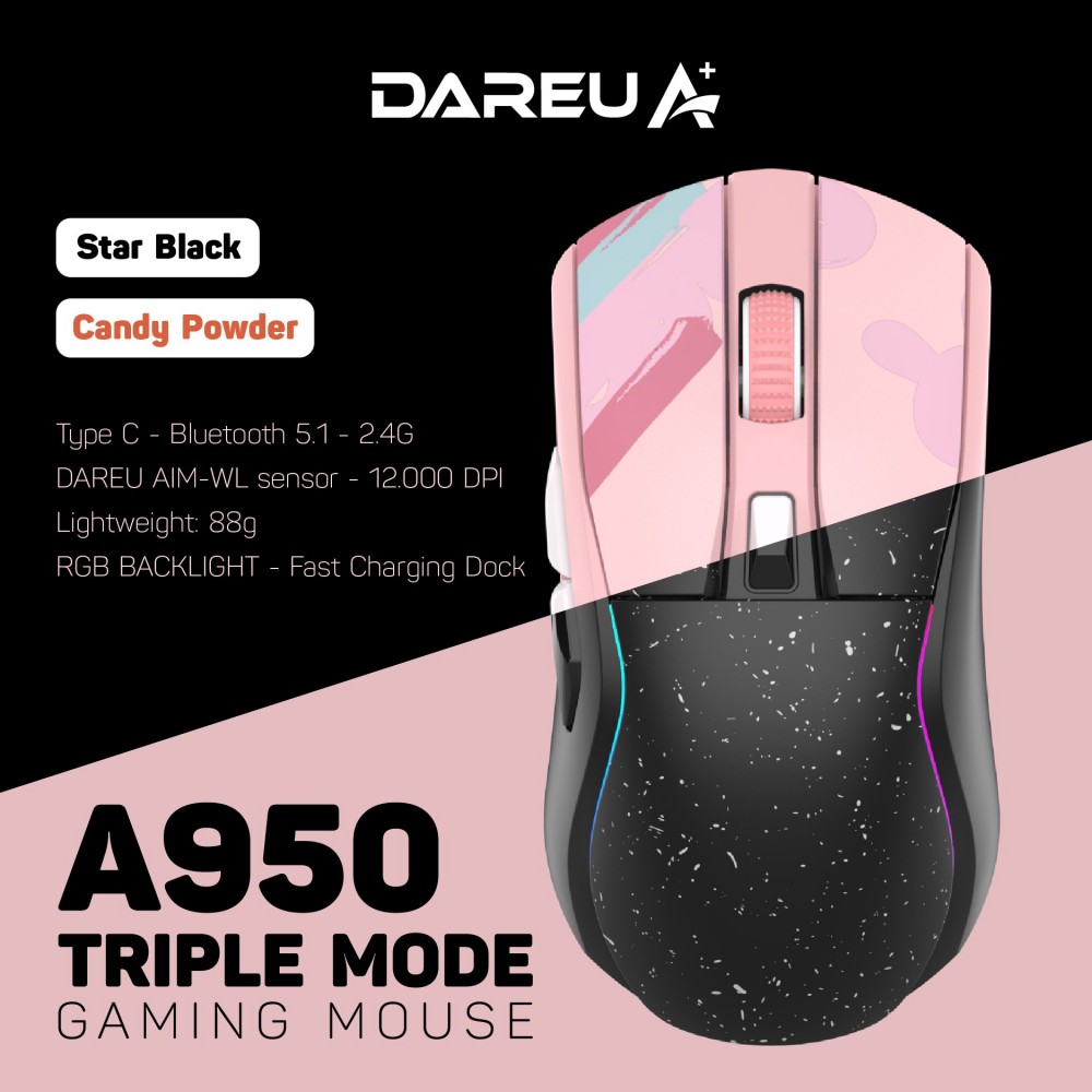 Chuột không dây Gaming DAREU A950 TRIPLE MODE- SUPERLIGHT
