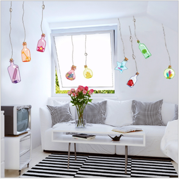 HCM Decal trang trí dây treo bình sắc màu