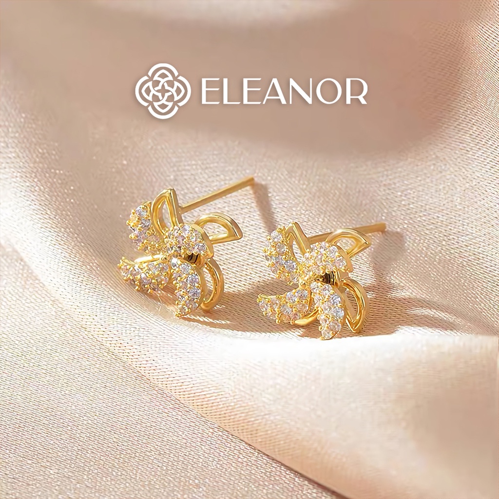 Bông tai nữ chuôi bạc 925 Eleanor Accessories khuyên tai đính đá thiết kế mặt xoay chong chóng phụ kiện trang sức 3307