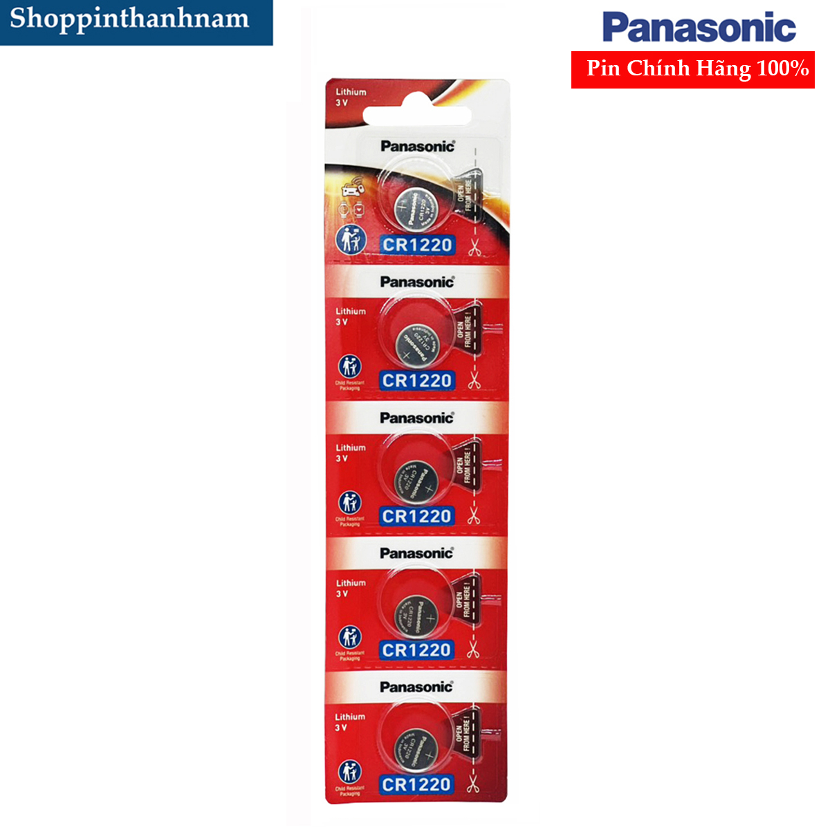 Vỉ 5 viên pin panasonic cr2032 / cr2025 / cr2016 / cr1632 / cr1220 / cr1620 / cr1616 / cr2450 lithium 3v chính hãng