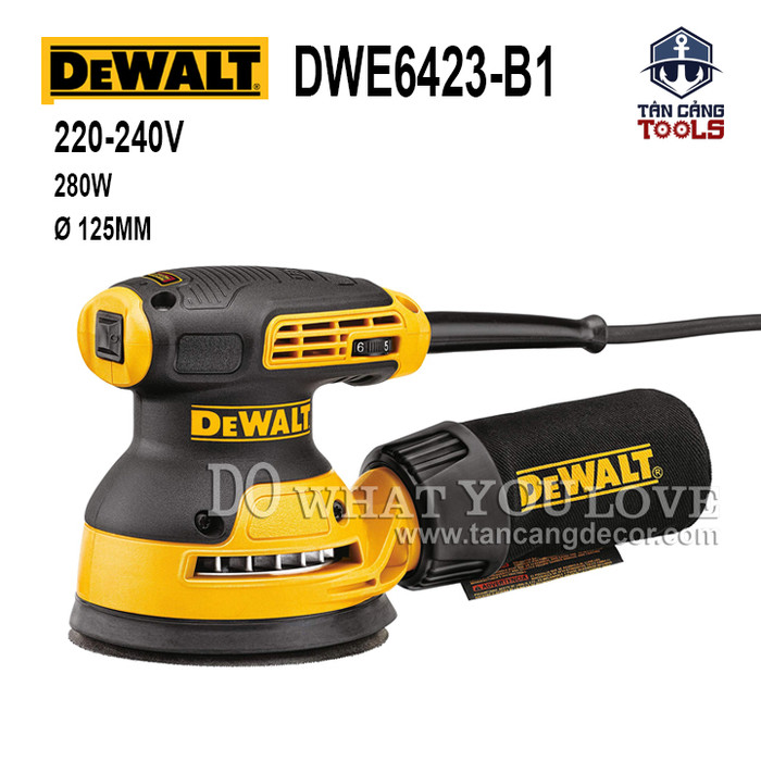 Máy chà nhám rung, xoay tròn 9 cấp dewalt dwe6423-b1 280w