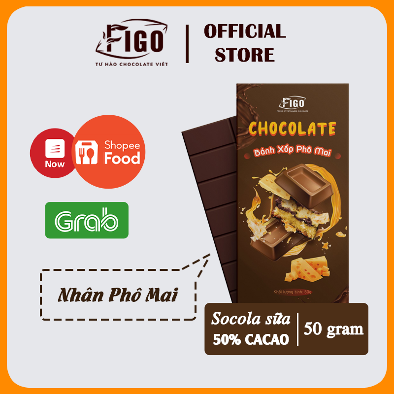 Chính hãng Milk Chocolate Figo nhân Bánh Phô Mai xốp giònThanh 50gr Sweet
