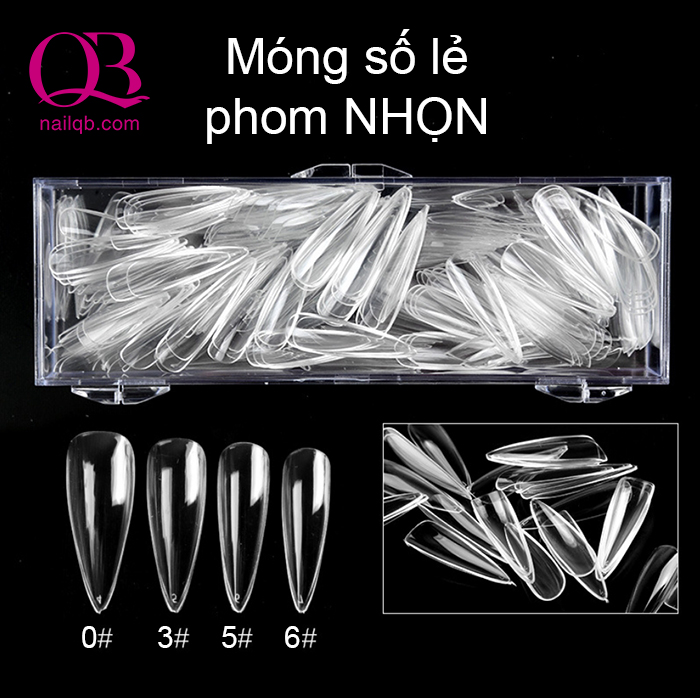 Móng úp phom nhọn số lẻ tùy chọn từ số 0 đến số 8 (50 hoặc 200 móng)