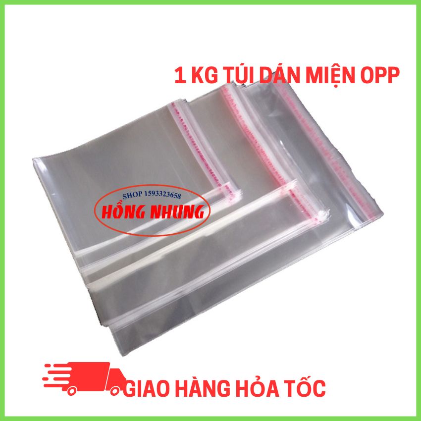 1 Kg túi OPP dán miệng / 1 kg túi bóng kính, dẻo dai, an tâm đóng gói hàng.
