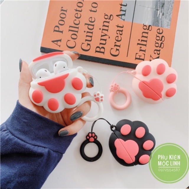 ??Tặng kèm móc treo - Case Airpod 1 2 Chân mèo??Vỏ bao AirPods silicon đựng tai nghe không dây i11 i12... và