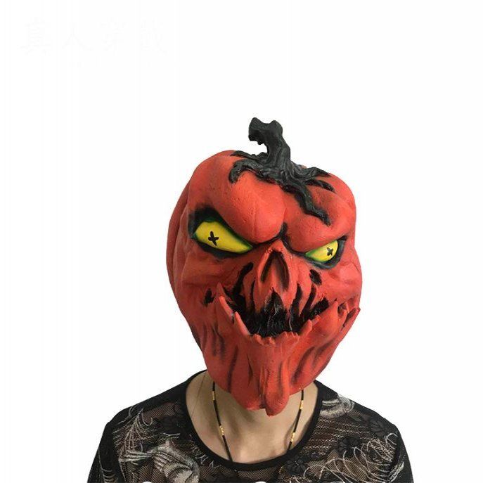 Halloween Horror Ghost Face Horn Red Devil Scary Masquerade Show Latex Pullover
