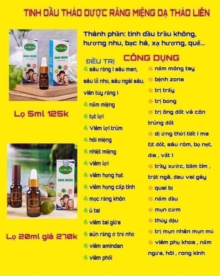 [HCM]tinh dầu răng dầu miệng dạ thảo liên 20ml+quà.
