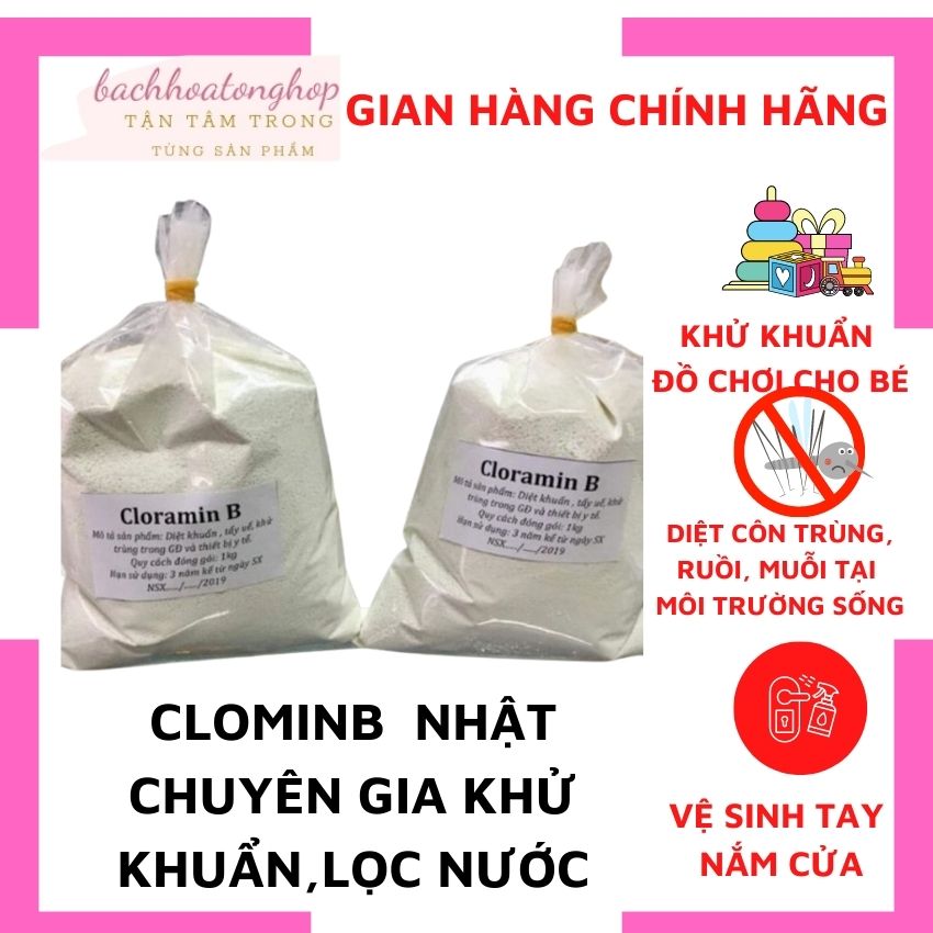 (MIỄN SHIP) cloramin b 1kg sát trùng, diệt khuẩn- chung tay dập dịch, diệt trùng, vệ sinh nhà cửa, vệ sinh đồ chơi cho bé, diệt côn trùng, ruồi, muỗi,