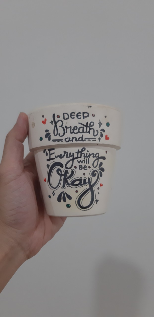 CHẬU ĐẤT NUNG VẼ - Rộng 11cm, Cao 11cm (Chậu đất nung, chậu trồng sen đá, chậu mini, chậu vẽ)