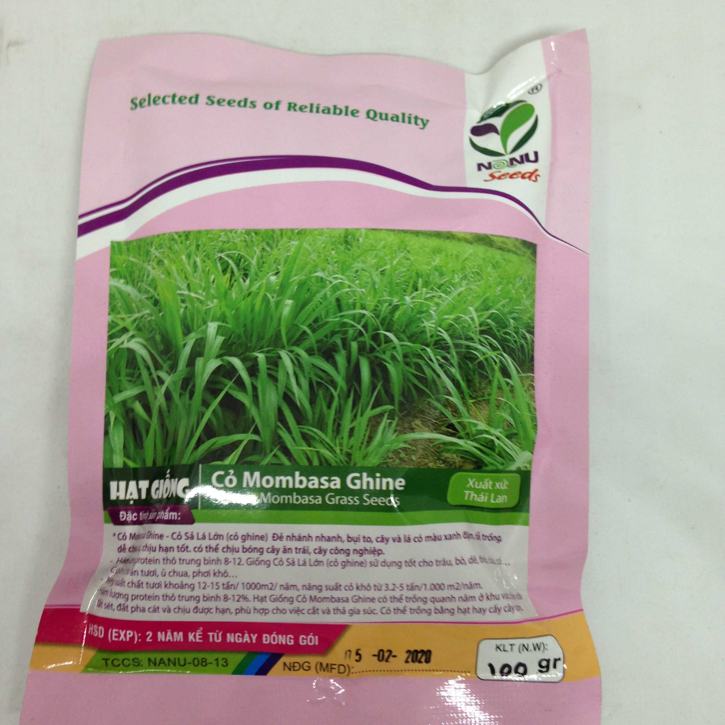 Gói 100g cỏ sả lá lớn Mombasa Ghine
