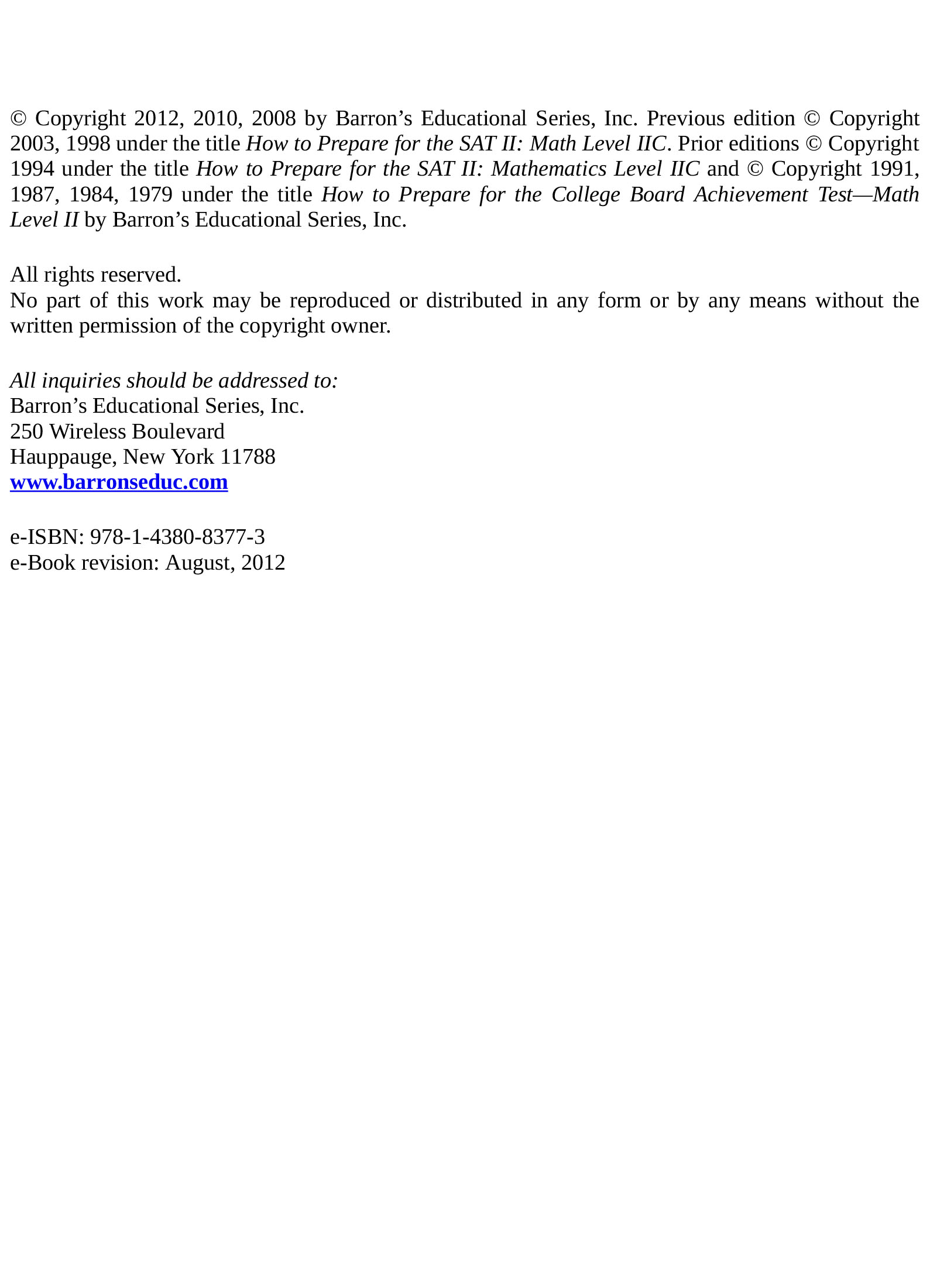 Barrons SAT Subject Test Math Level 2