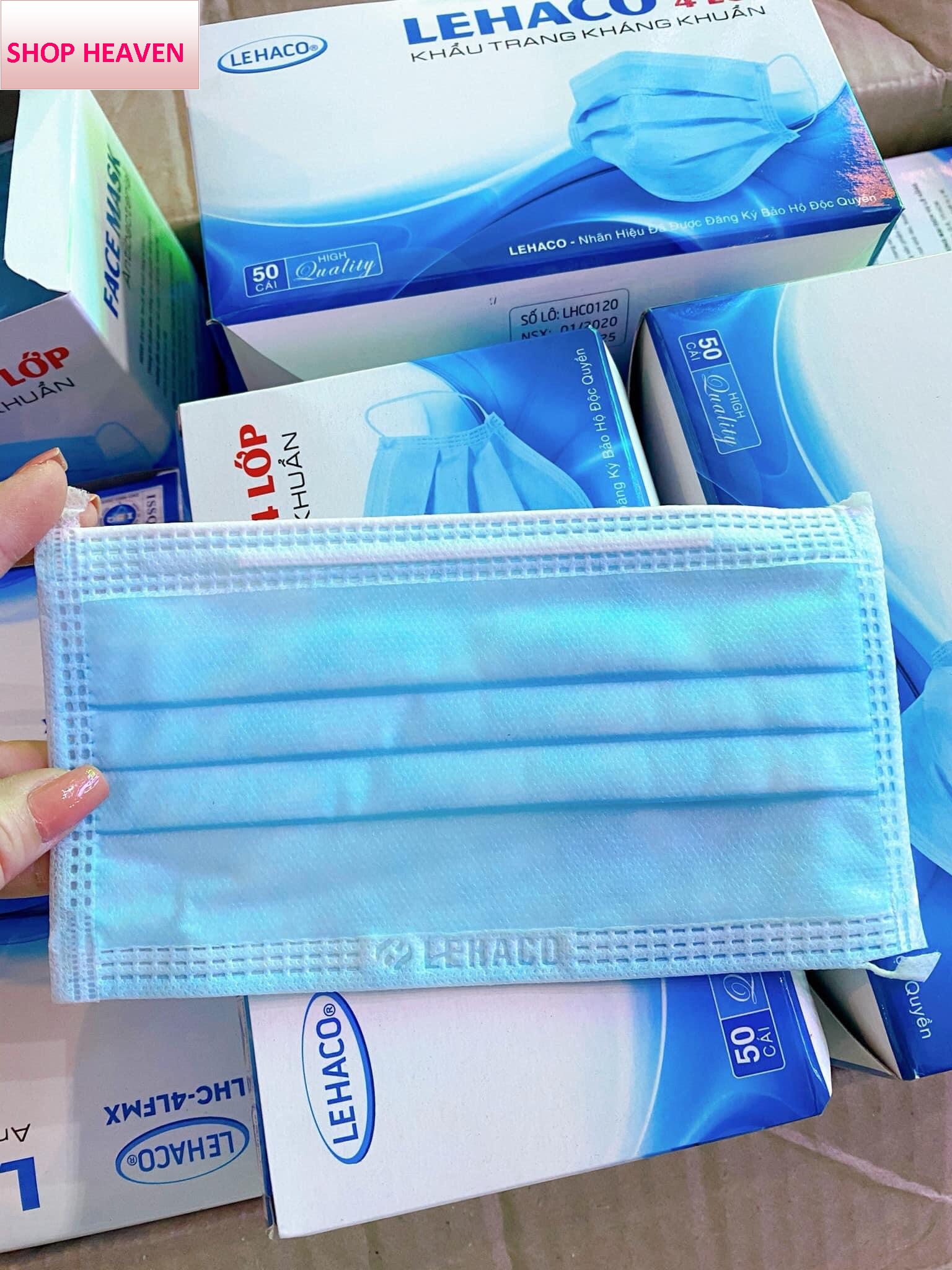 [HỘP 50 CÁI] Khẩu Trang y tế 4 Lớp  kháng khuẩn LEHACO