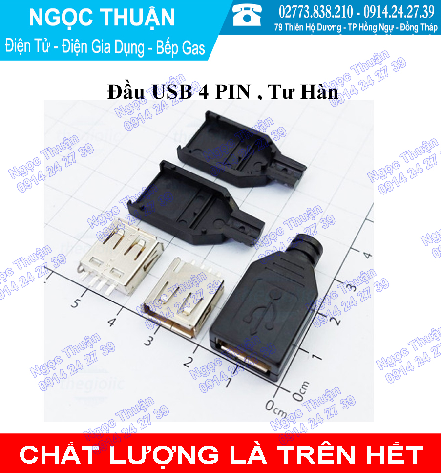 Cặp đầu USB ( Đực - Cái , Tự hàn )