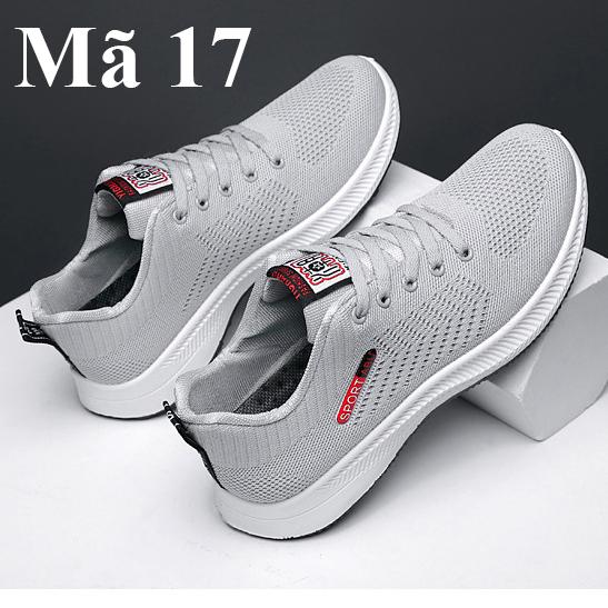 Giày thể thao nam, giày sneaker, giày vải xám lưới mã 17