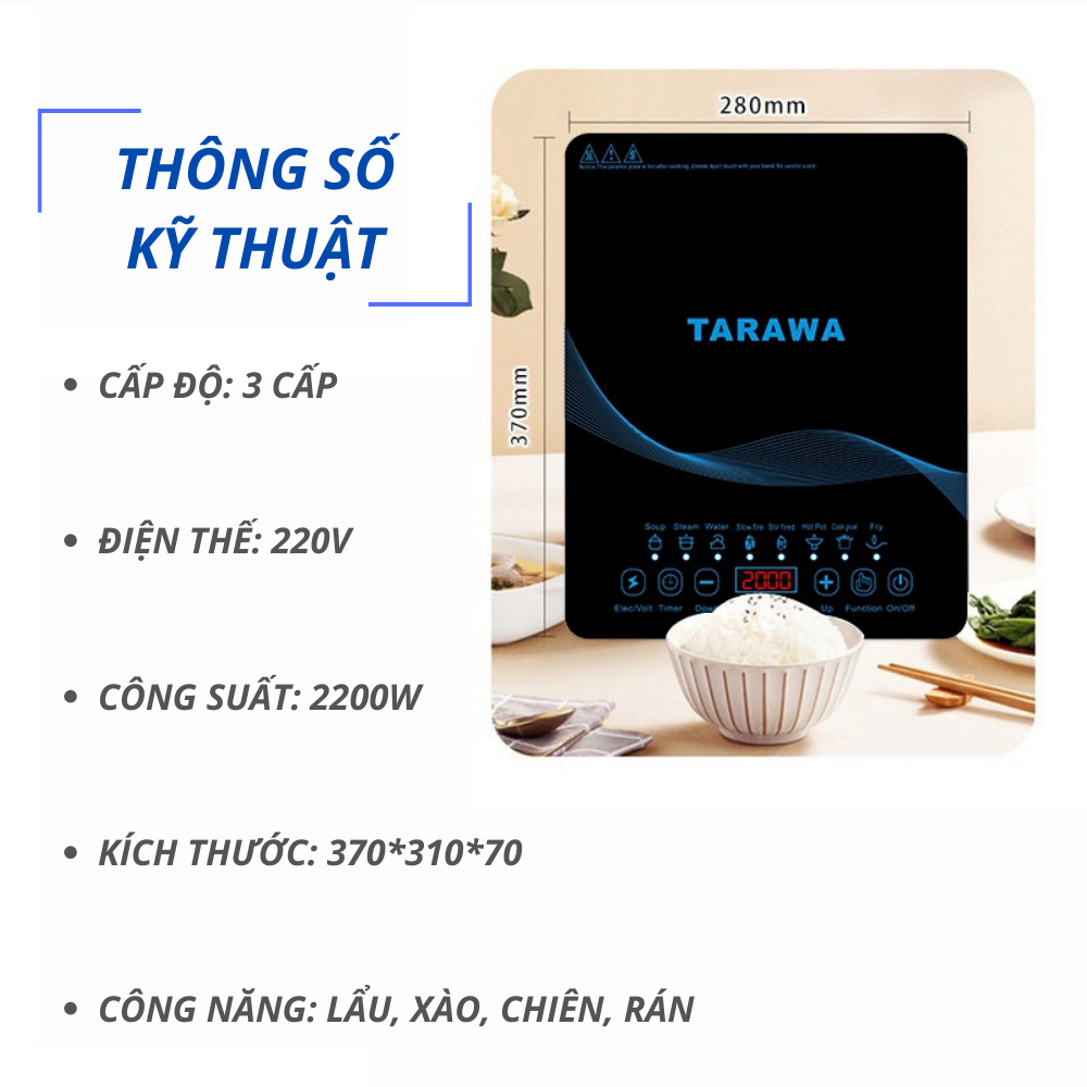 Bếp Từ Đơn Mặt Kính Cường Lực Siêu Bền Công Suất 200W