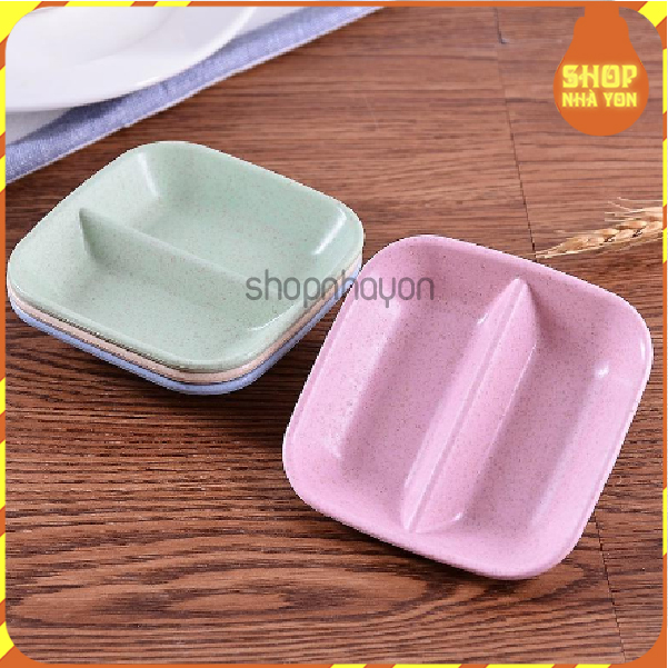 Đĩa đựng gia vị 2 ngăn bằng lúa mạch