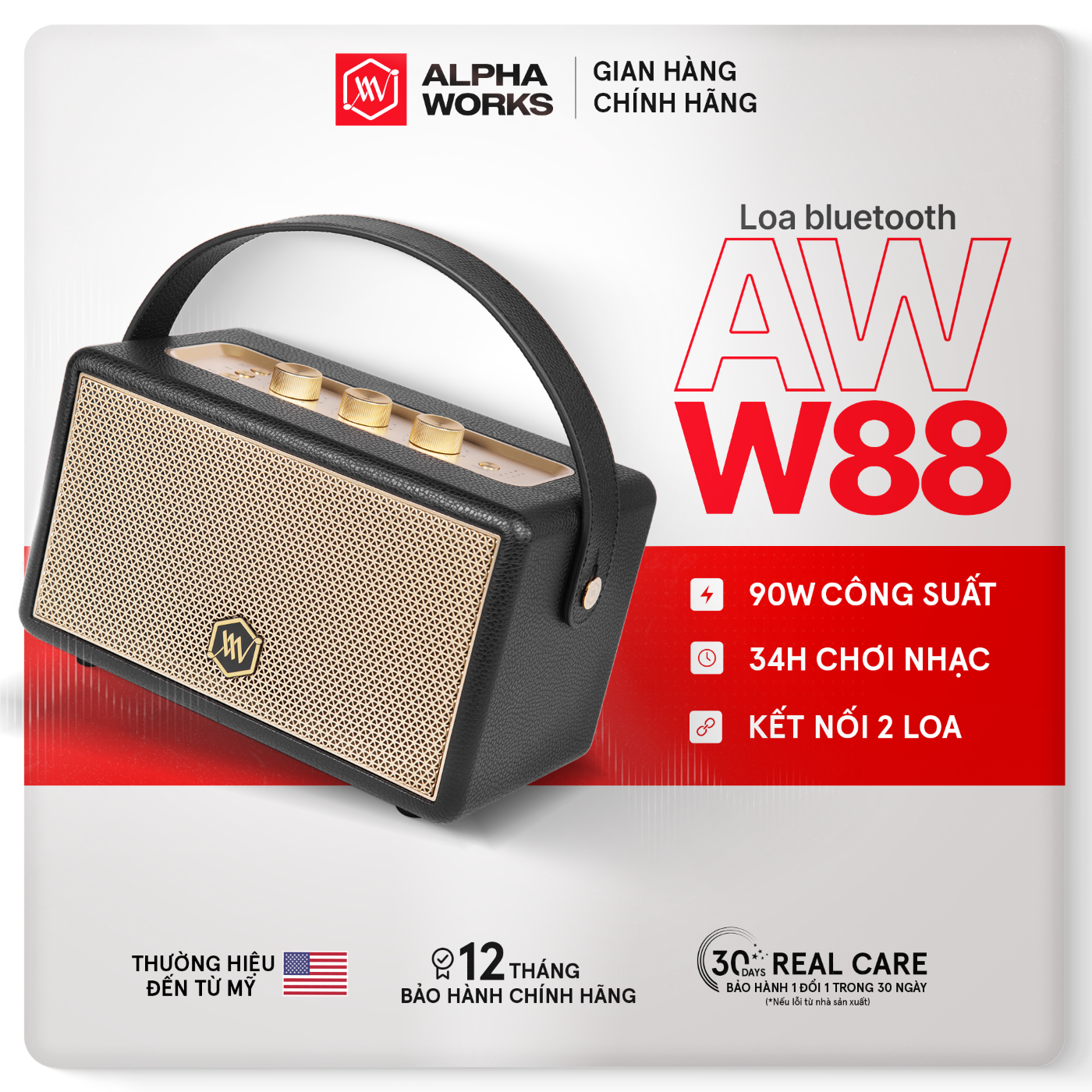 Loa Bluetooth Alpha Works W88 - Hàng Chính hãng