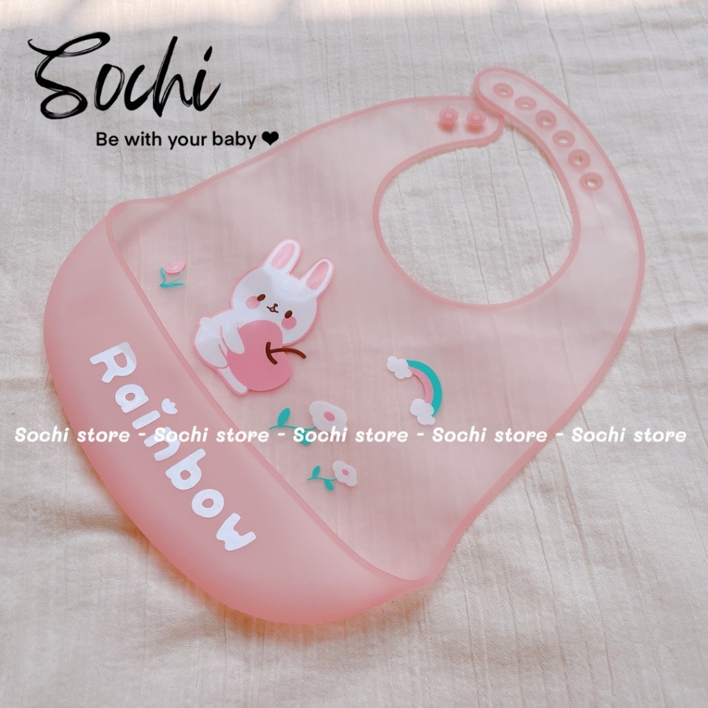 Yếm ăn dặm silicone/Yếm silicone trong suốt siêu nhẹ cho bé