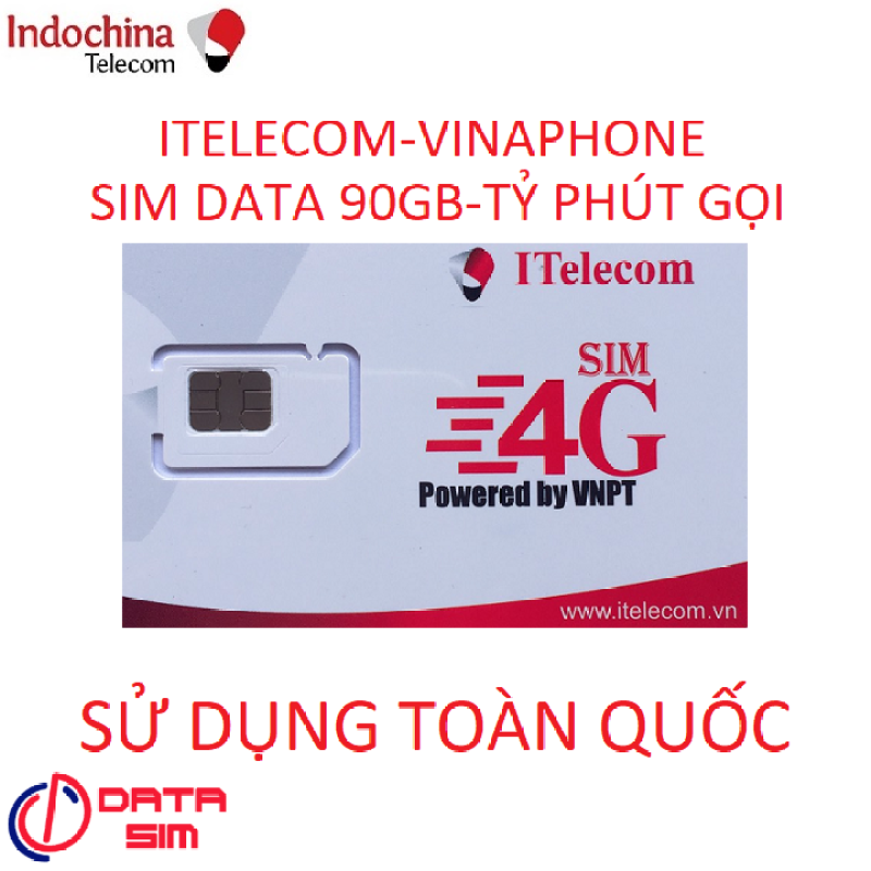 SIm 4G itelecom 90GB gọi miễn phí vinaphone