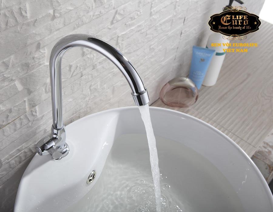 Vòi rửa chén lạnh đồng mạ chrome Eurolife EL-RC05 (Trắng bạc)