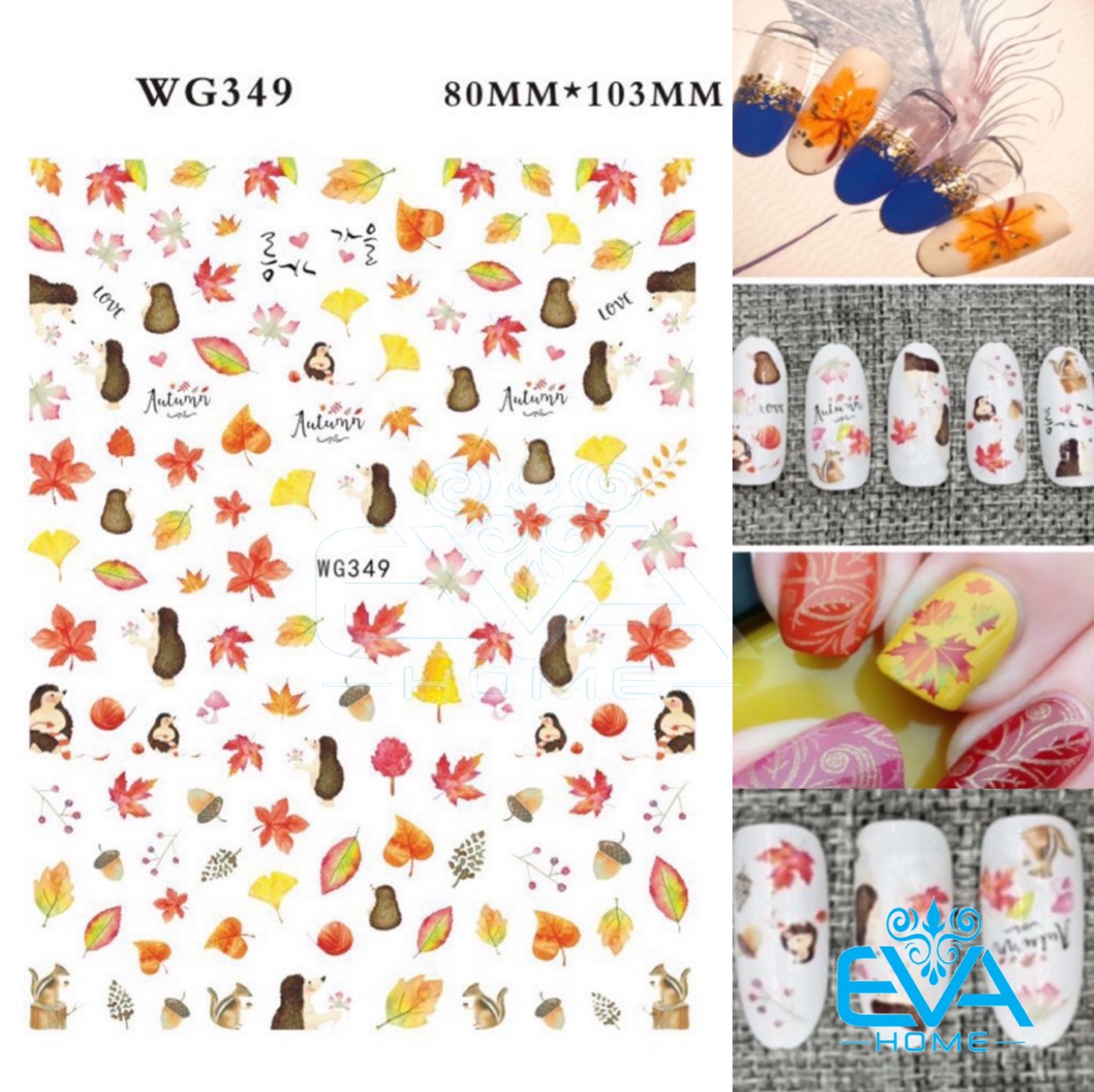 [HCM]Decal Dán Móng Tay 3D Nail Sticker Hoạ Tiết Lá Mùa Thu Autumn Leaves WG349