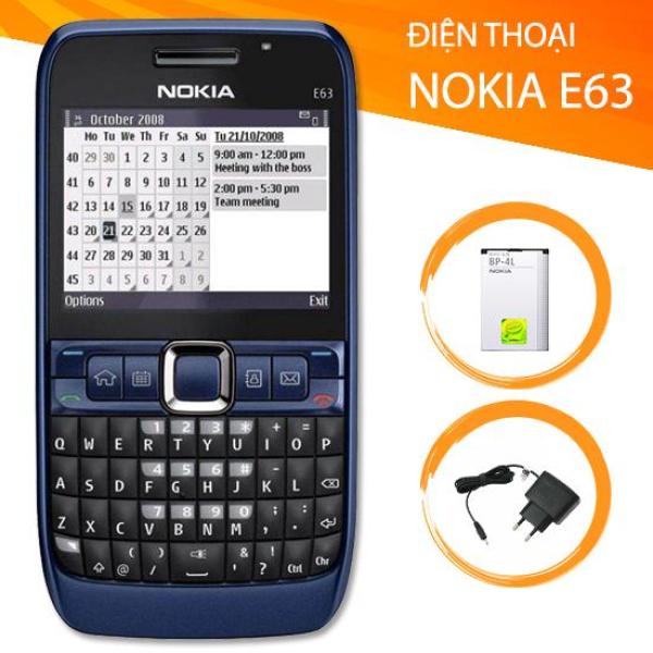 Điện thoại Nokia E63 bàn phím QWERTY Xanh Dương (Kèm Pin và Sạc)
