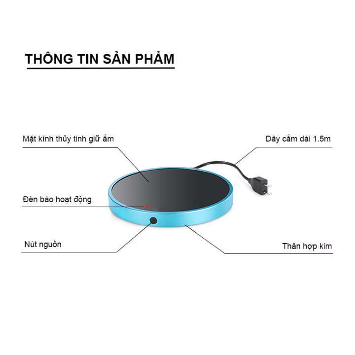 Đế hâm nóng trà, cà phê Sama BW02B màu xanh
