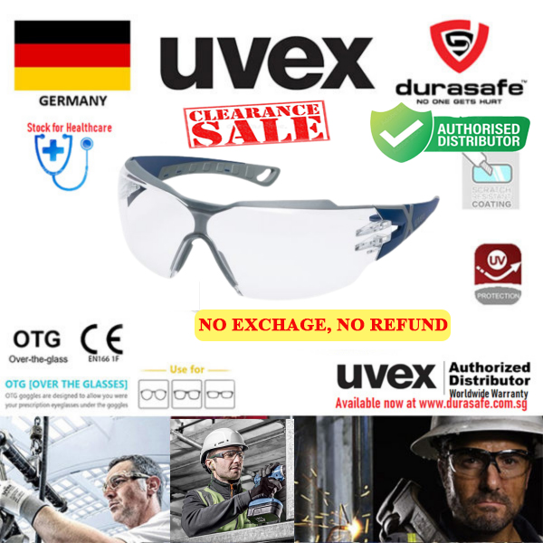 Kính UVEX 9198275 Pheos CX2 spectacles supravision sapphire Clear lens, chống trầy xước và hóa chất ở 2 bề mặt kính, tặng kèm hộp và khăn lau kính