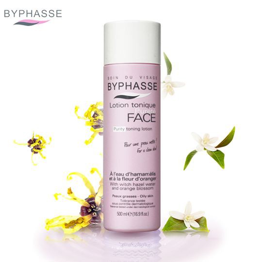 [HCM]Nước Hoa Hồng Byphasse Soin Du Visage - 500ml (PURITY TONER LOTION WITCH HAZEL WATER AND ORANGE BLOSSOM OILY SKIN)