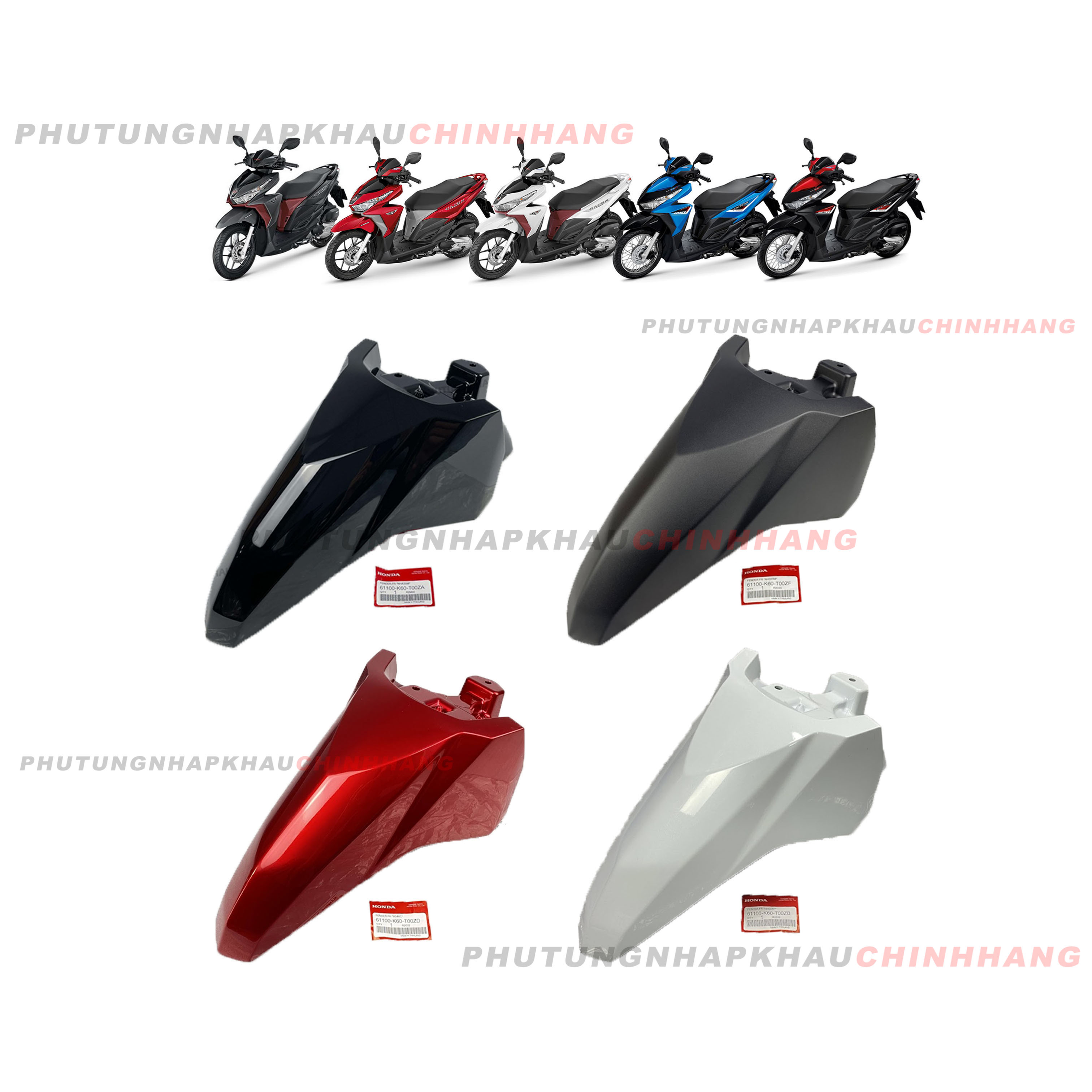 Dè trước Click 125i 2015 2016 2017 chính hãng Honda, Mỏ dè chắn bùn trước Click Vario mẫu cũ - 61100-K60-T00