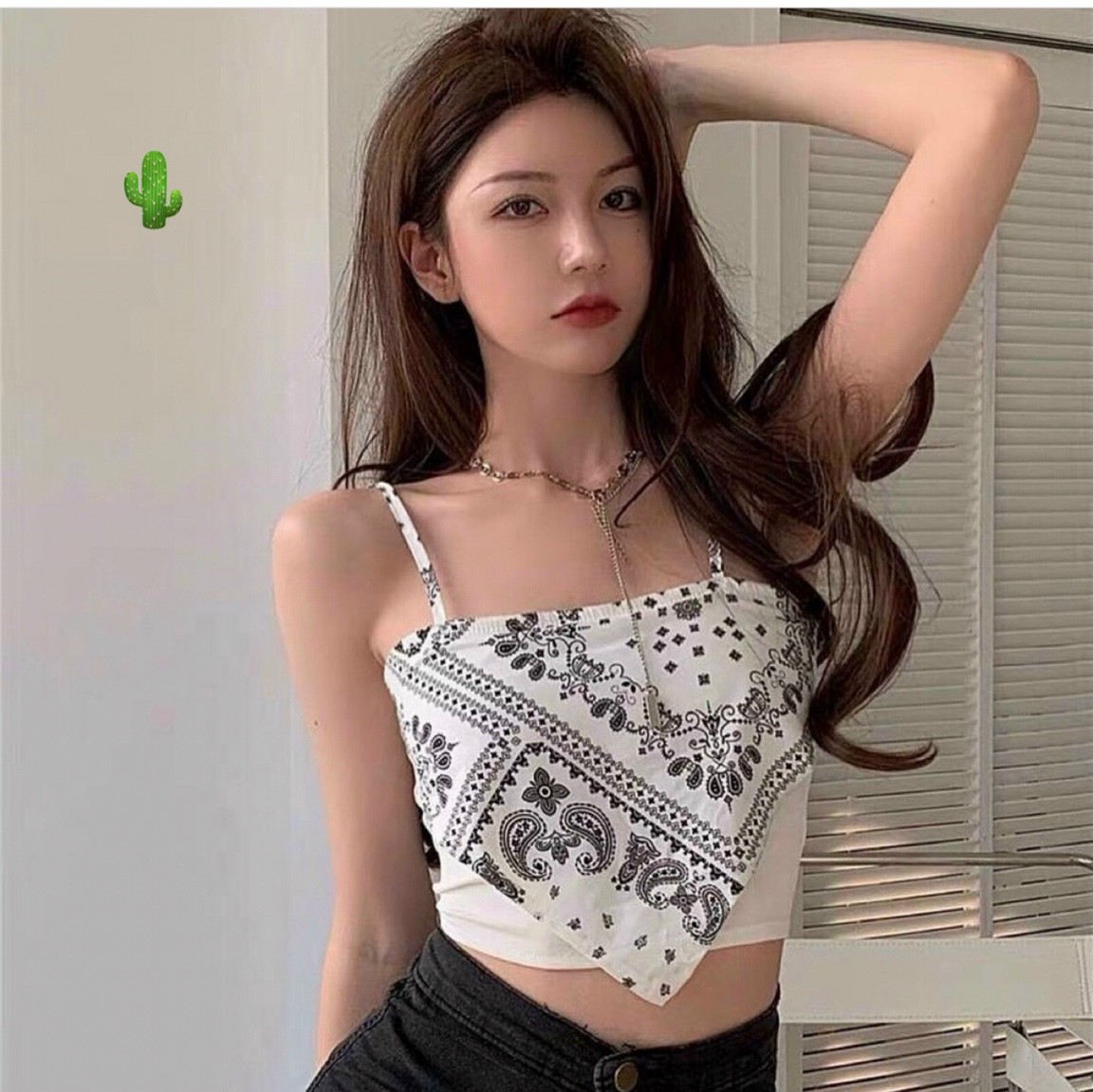 Áo Yếm 2 Dây Thổ Cẩm họa tiết