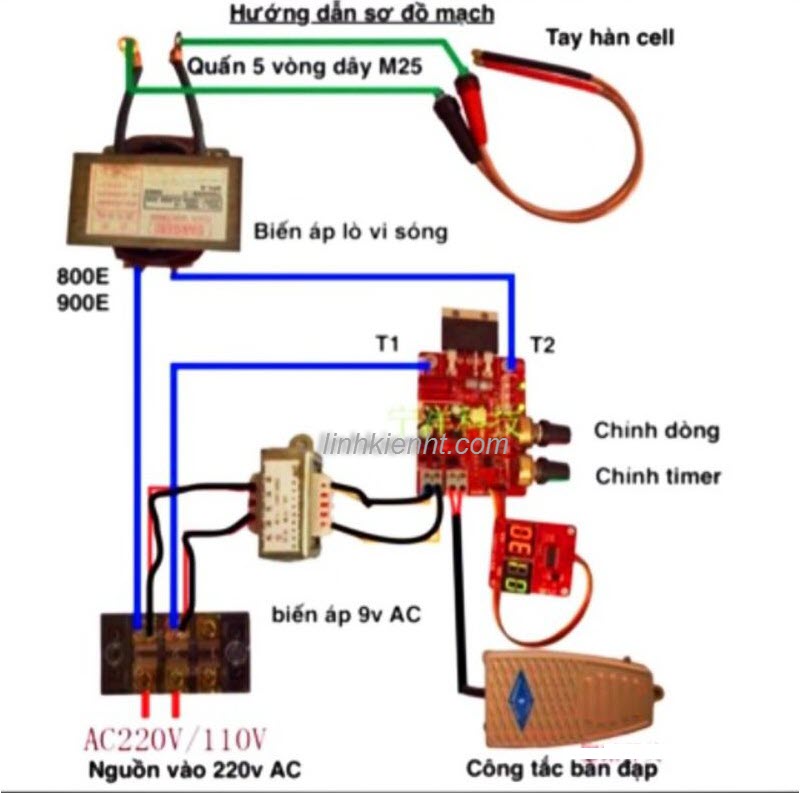 Mạch timer máy hàn cell pin NY-D01 100A Mạch máy hàn cell pin BTA100-1200B